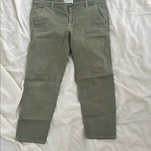Zara Green Straight Leg Pants Cotton Blend
